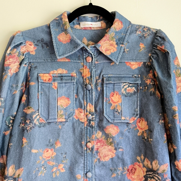 LoveShackFancy Ringley Top in Faded Denim - Picture 3 of 8